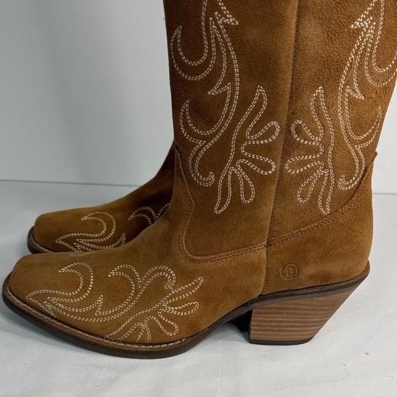 Dingo Brown Suede Embroidered Heeled Boots - Picture 4 of 9